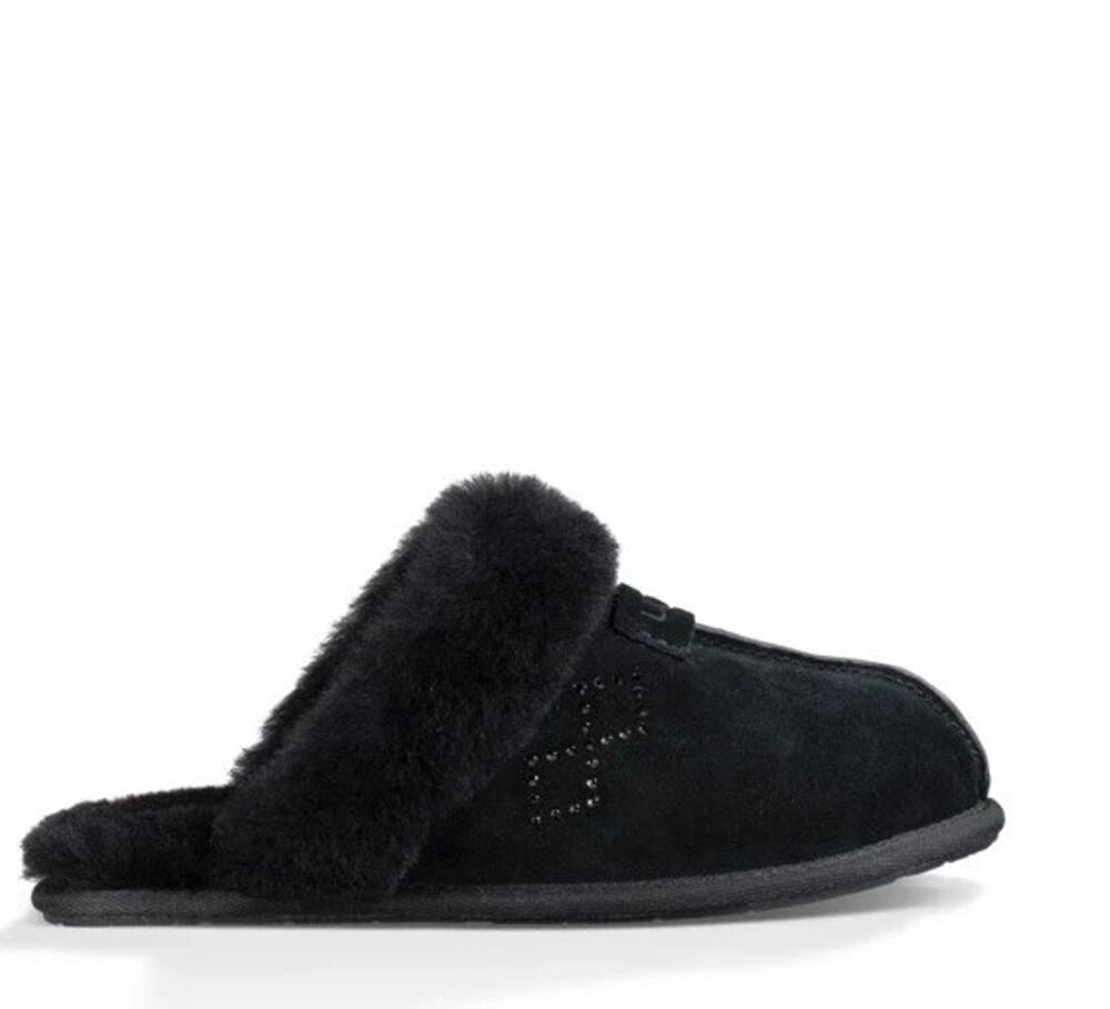 UGG Scufette II crystal diamond slippers black womenโs size 10 NIB